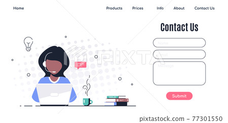 Contact Us web page design template in flat style 77301550