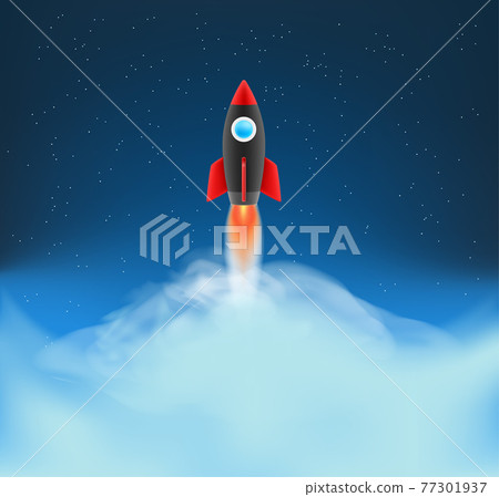 Launch of the rocket to the space. 3d style vector illustration 77301937