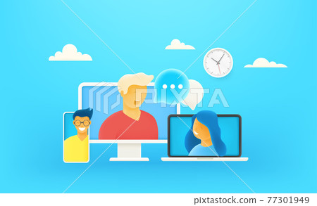 Online dialog via internet. Online chat concept Online dialog via internet. Online chat concept 77301949