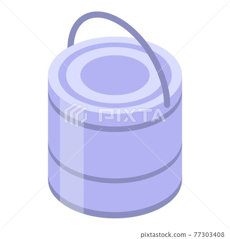 Metal construction bucket icon, isometric style Metal construction bucket icon, isometric style 77303408