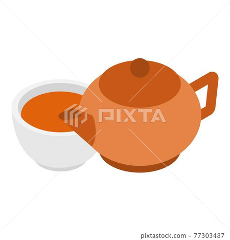 Tea time icon, isometric style 77303487