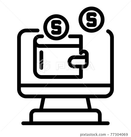 Monitor money wallet icon, outline style Monitor money wallet icon, outline style 77304069