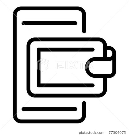 Smartphone money wallet icon, outline style 77304075