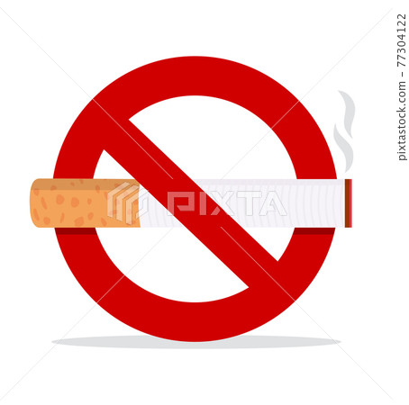Cigarette butt No Smoking Sign concept 77304122