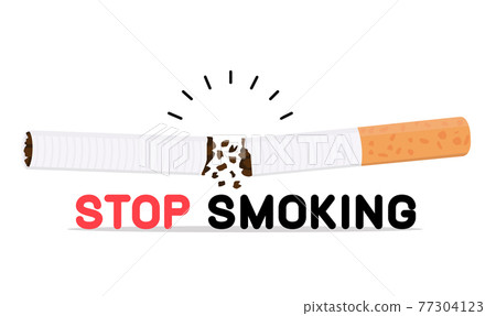 broken Cigarette butt vector  with text 77304123