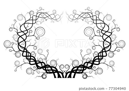 Silhouette of vine isolated on white background. Ivy arch vector illustration. Dry branch tree. Dark scary heart shape. Silhouette of vine isolated on white background. Ivy arch vector illustration. Dry branch tree. Dark scary heart shape. 77304940