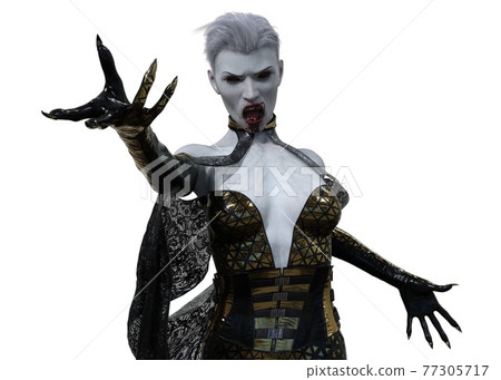 Vampire woman isolated on white background 3d illustration Vampire woman isolated on white background 3d illustration 77305717