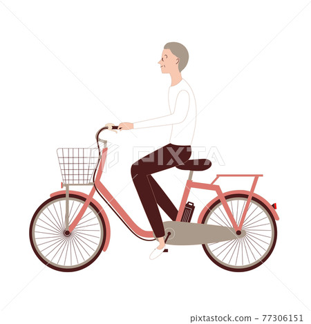 Senior man riding an electric bicycle 77306151