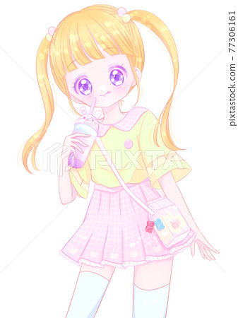 Pastel girl sticking out her tongue with a colorful drink Pastel girl sticking out her tongue with a colorful drink 77306161