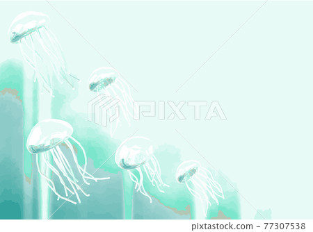 Abstract ink glass floating in the sea of the world Vector illustration Emerald green Horizontal position 77307538