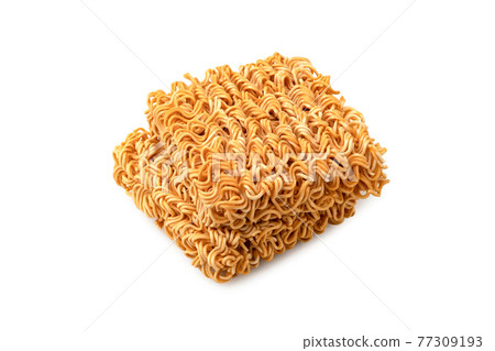 Raw instant noodle isolated on white background.full depth of field Raw instant noodle isolated on white background.full depth of field 77309193