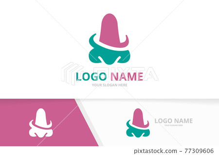 Vector nose logo for otolaryngologists clinic. ENT clinic logotype design template. Vector nose logo for otolaryngologists clinic. ENT clinic logotype design template. 77309606