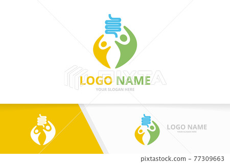 Colon and family logo combination. Unique digestion and team logotype design template. Colon and family logo combination. Unique digestion and team logotype design template. 77309663