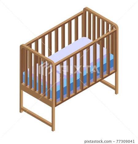 Baby bed icon, isometric style 77309841
