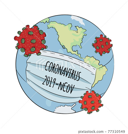 NCOV DANGER Coronavirus Health Earth Planet Globe Human People Epidemic Pneumonia Virus Clip Art Vector Illustration Set For Print 77310549