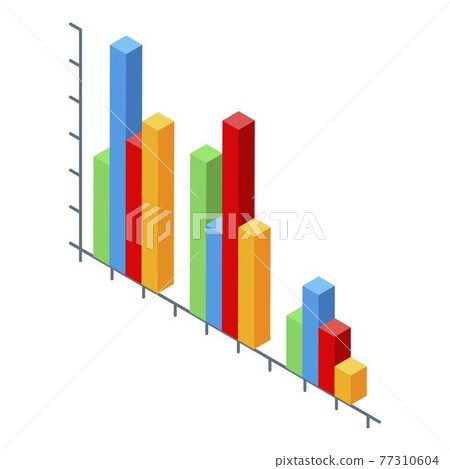 Colorful bars chart icon, isometric style Colorful bars chart icon, isometric style 77310604