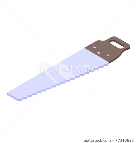 Metal hand saw icon, isometric style 77310686