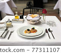 Scene of having European food. Nobody. 77311107