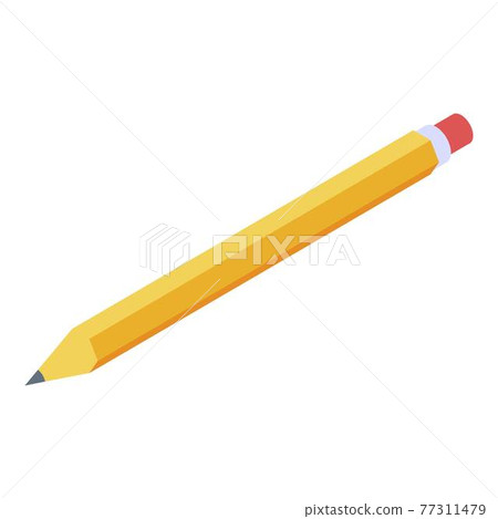 Yellow pencil icon, isometric style Yellow pencil icon, isometric style 77311479