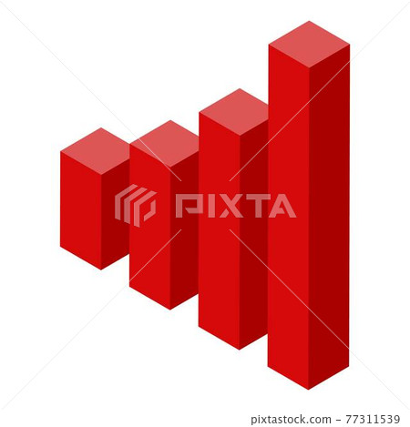 Red graph chart icon, isometric style Red graph chart icon, isometric style 77311539