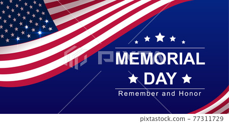 Memorial Day usa banner greeting card remember and honor text 77311729