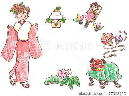 January image illustration_crayon style 77312635
