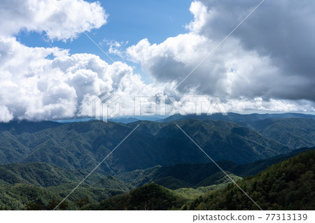 Nikko Mountains and Clouds from the Hangetsuyama Observatory Parking Lot in Nikko City, Tochigi Prefecture (September) Nikko Mountains and Clouds from the Hangetsuyama Observatory Parking Lot in Nikko City, Tochigi Prefecture (September) 77313139