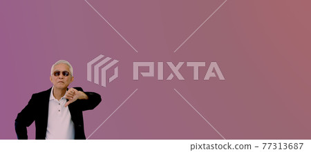 Asian senior executive businessman unhappy angry frustreaded emotion expression 77313687