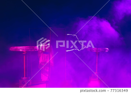 lightnings of tesla coil in action lightnings of tesla coil in action 77316349