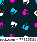 Korean pop music boy heads multicolored icons. Seamless pattern on black background. 77316581