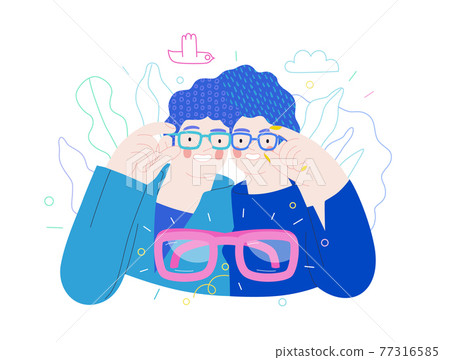 Opticians shop - medical insurance illustration. Flat vector 77316585