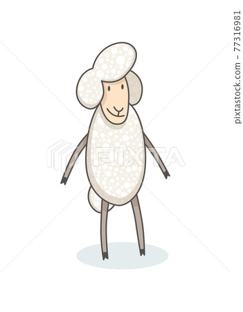 Funny cute white sheep in hand drawn style. Childish creative print for decoration or card. Vector graphic design element for kids poster Funny cute white sheep in hand drawn style. Childish creative print for decoration or card. Vector graphic design element for kids poster 77316981
