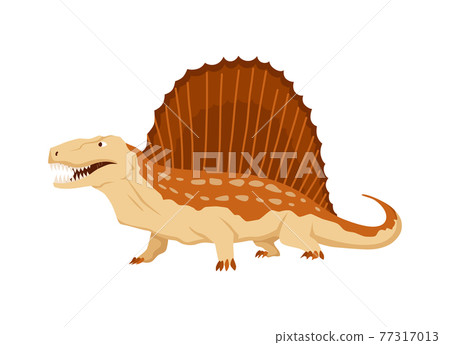 Dimetrodon dinosaur flat icon. Colored isolated prehistoric reptile monster on white background. Vector cartoon dino animal Dimetrodon dinosaur flat icon. Colored isolated prehistoric reptile monster on white background. Vector cartoon dino animal 77317013