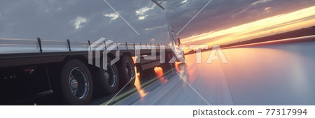 Truck on the road, highway. Transports, logistics concept. 3d rendering 77317994