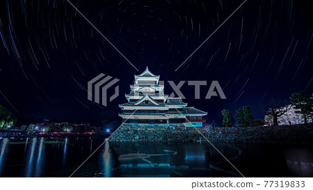 Sakura Illumination Star Trail in Matsumoto Castle, Matsumoto City, Nagano Prefecture Sakura Illumination Star Trail in Matsumoto Castle, Matsumoto City, Nagano Prefecture 77319833