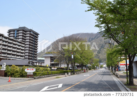Cityscape around Kinugawa Onsen Station, Nikko City, Tochigi Prefecture 77320731