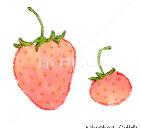大草莓和小草莓的水彩插圖 77321192