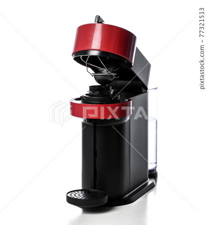 Red Espresso machine making hot coffee with 77321513