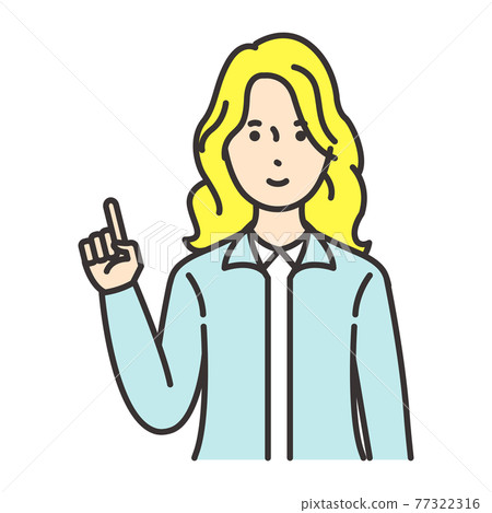 指向手指的外國女性姿勢 77322316