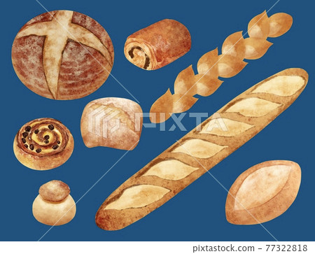 French bread various background dark blue 77322818