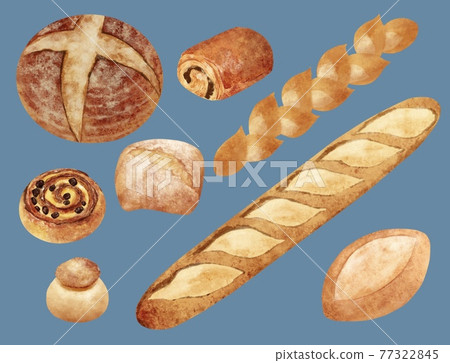 French bread various background dull blue French bread various background dull blue 77322845