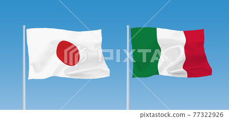意大利和日本的旗幟 77322926