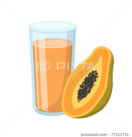 木瓜果汁與玻璃杯的卡通漫畫向量 木瓜果汁與玻璃杯的卡通漫畫向量 77323732