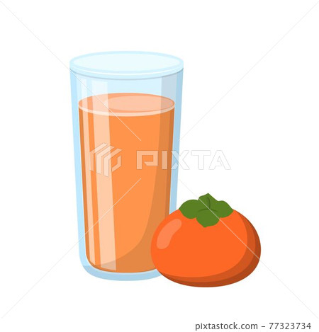 柿子果汁與玻璃杯的卡通漫畫向量 柿子果汁與玻璃杯的卡通漫畫向量 77323734