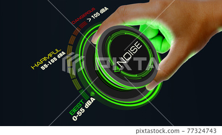 Noise Control Concept with knob button changing value Best to Dangerous  and reverse 77324743