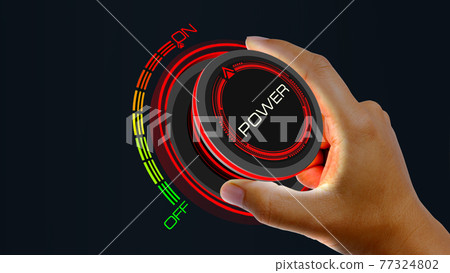 Power On Off Concept with knob button changing value On to Off  and reverse 77324802
