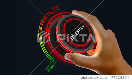 Green Energy Concept with knob button changing... - Stock Illustration ...