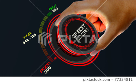 Credit Score Concept with knob button changing  best to poor and reverse 77324811