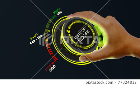 Credit Score Concept with knob button changing  best to poor and reverse 77324812