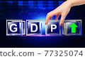 GDP UP letter written on glass cube 77325074